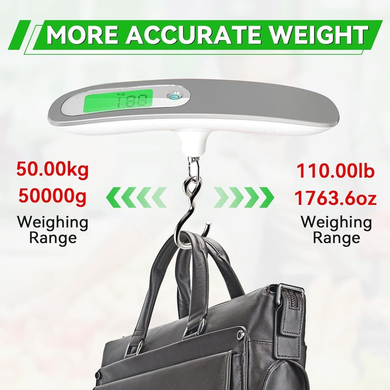 VOPOCO 110 lbs Luggage Weight Scale Digital High Precision Scale Portable Handheld Scale with g/oz/kg/lb Travel Accessories Scale Luggage Scale Cover Backlit LCD Display - Image 2